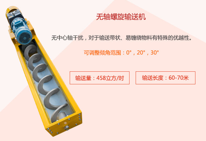 采用無軸設計，適合輸送粘性強、易堵塞的物料