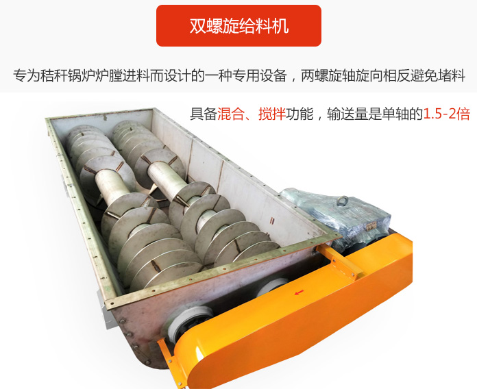 雙螺旋給料機采用雙軸設計，具備混合、攪拌功能。